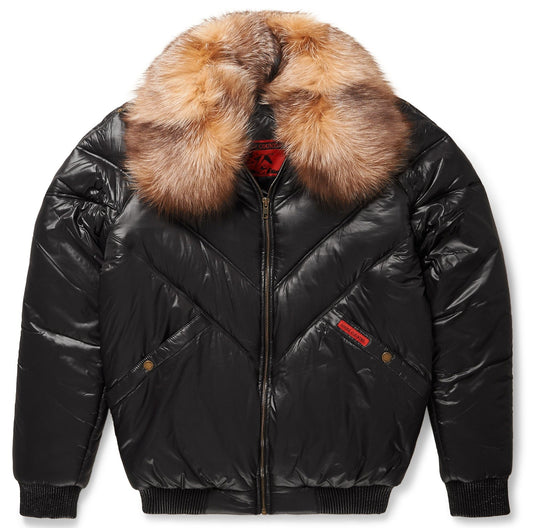 Premium Avanzar Nylon Black V-Bomber Jacket
