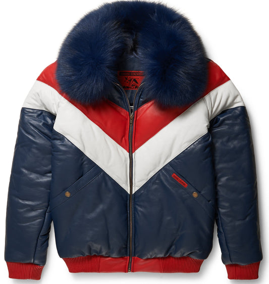 Premium Avanzar Two-Tone Leather V-Bomber Jacket