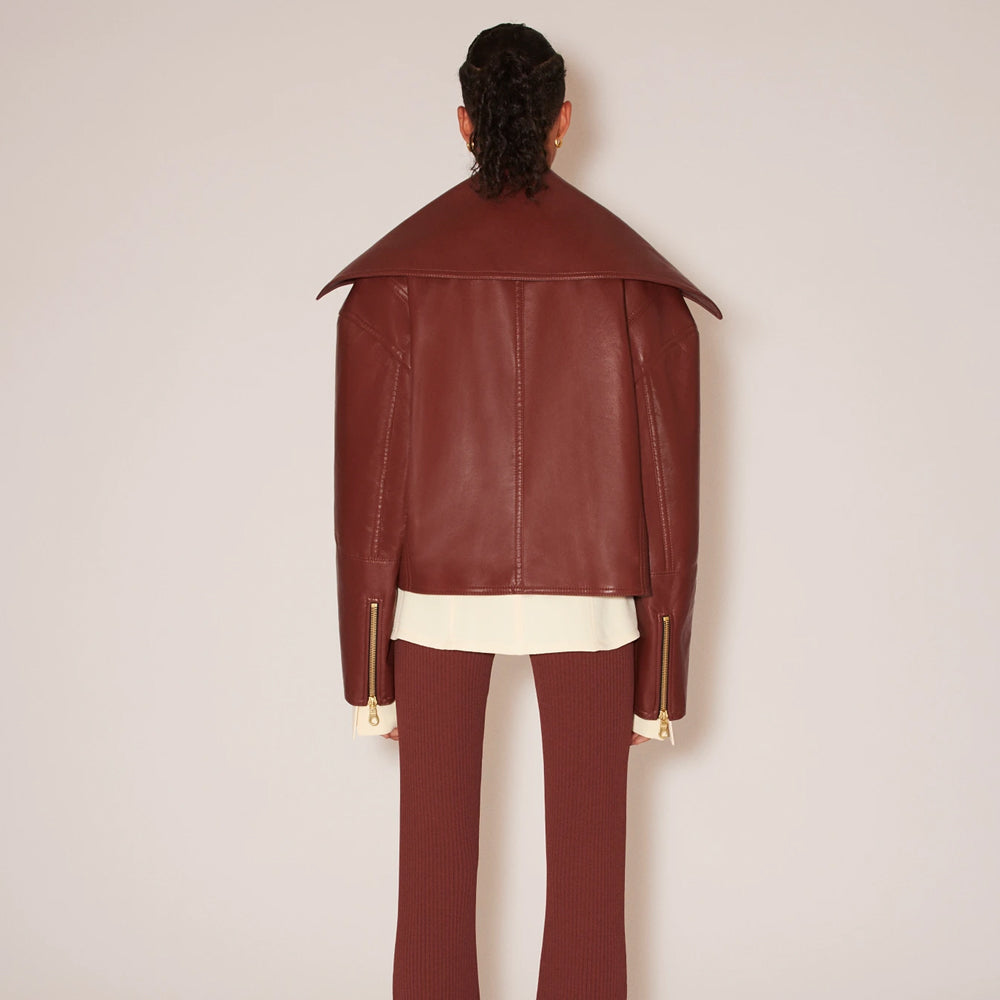 Women's Red Sheepskin Leather Designer Fashion Jacket