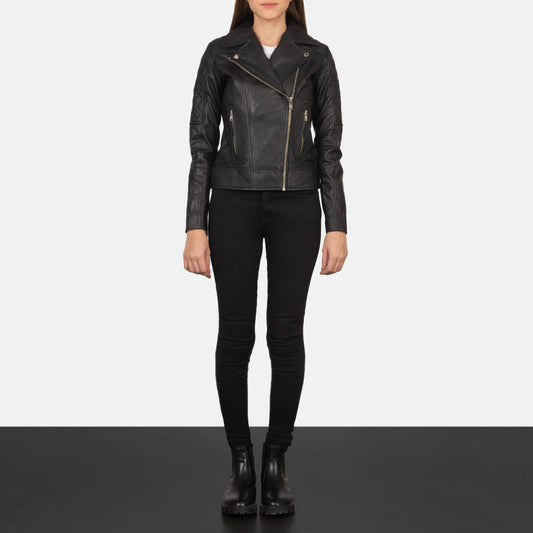 Carolyn Quilted Black Biker Jacket Stylish & Rugged Appeal
