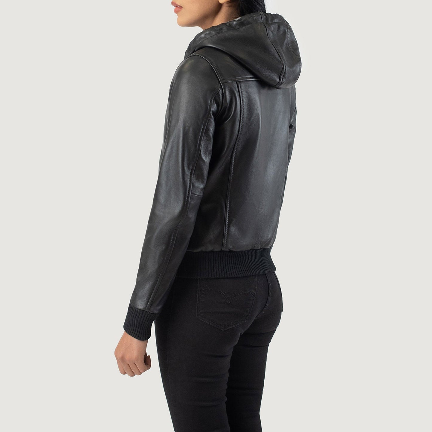 Rubella Black Hooded Leather Bomber Jacket Bold, Urban & Stylish