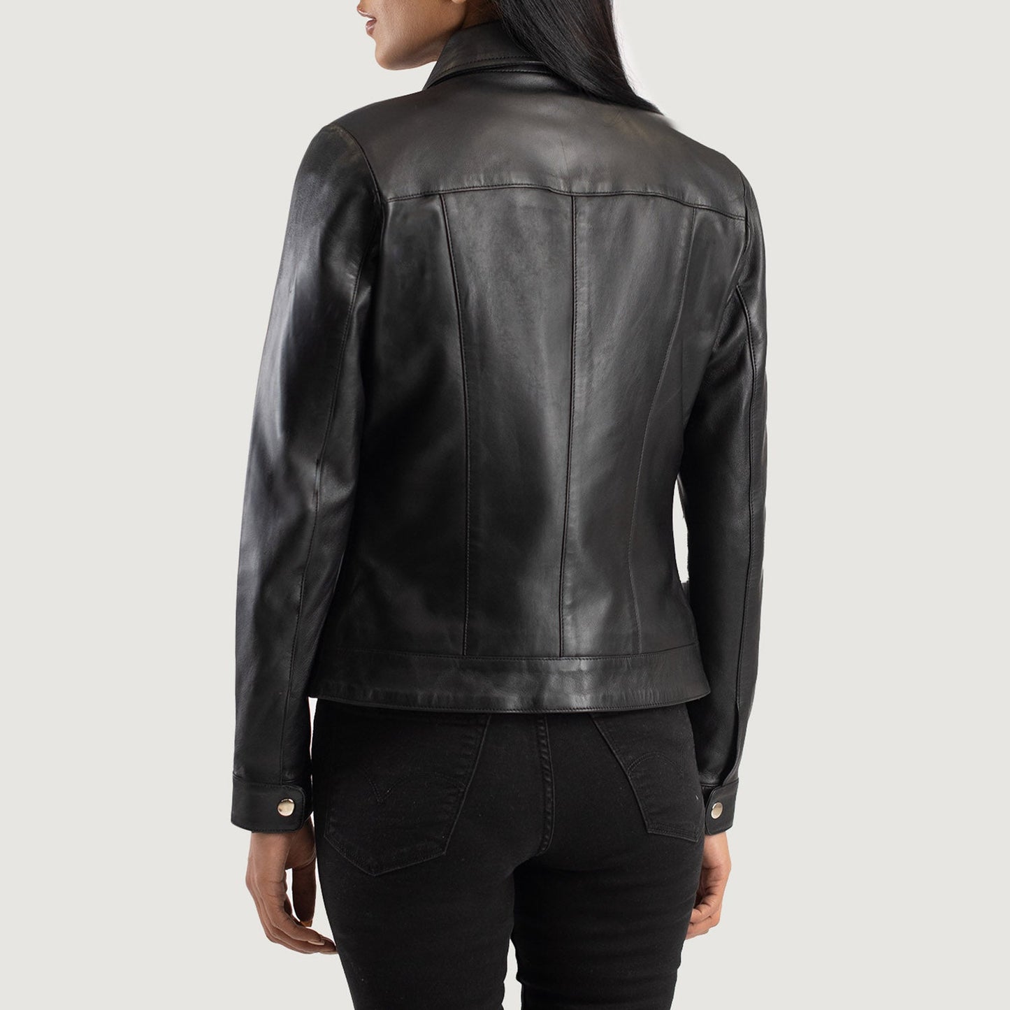 Vixen Black Classic Collar Leather Jacket Timeless & Chic Style