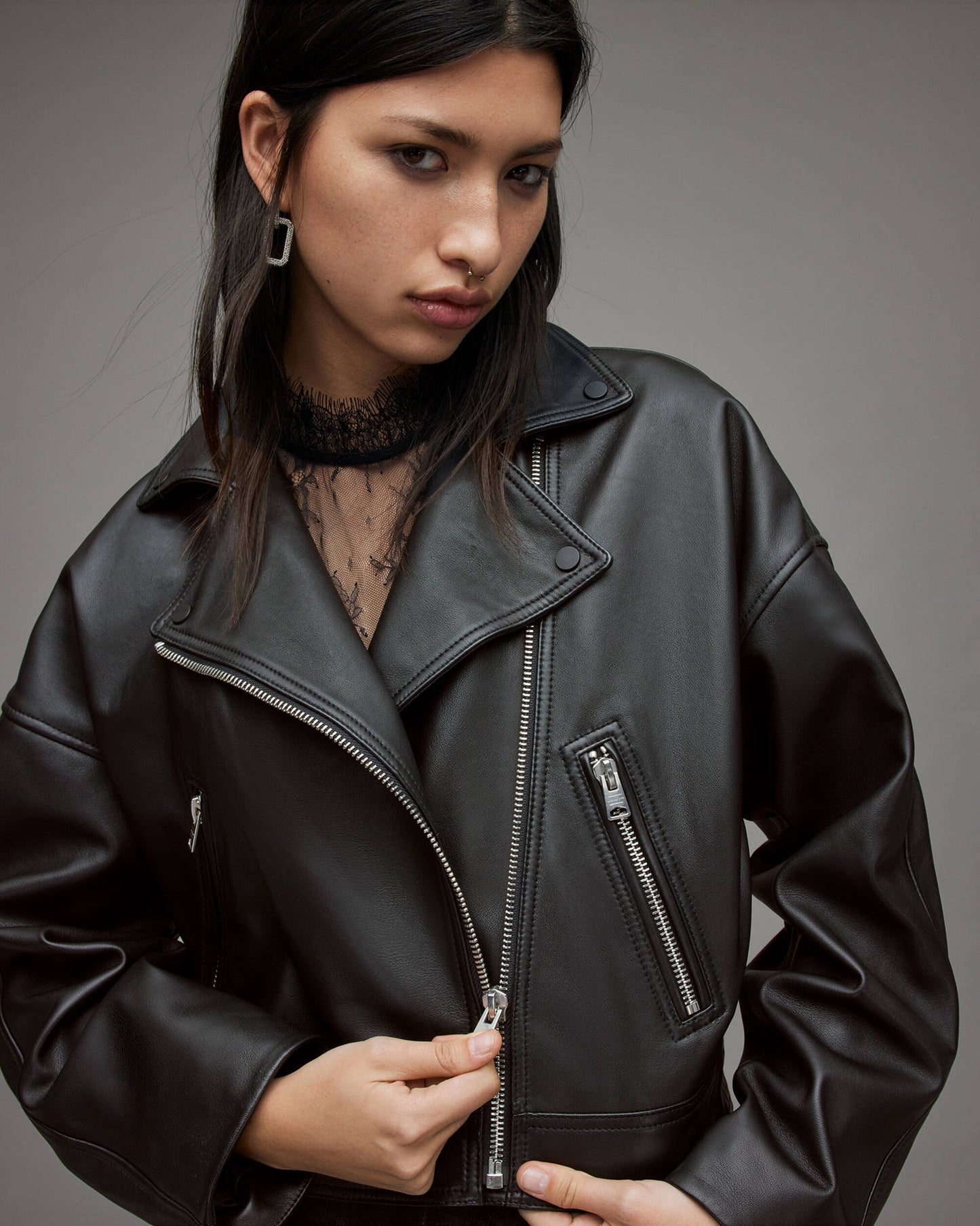 Women’s Black Biker Leather Jacket