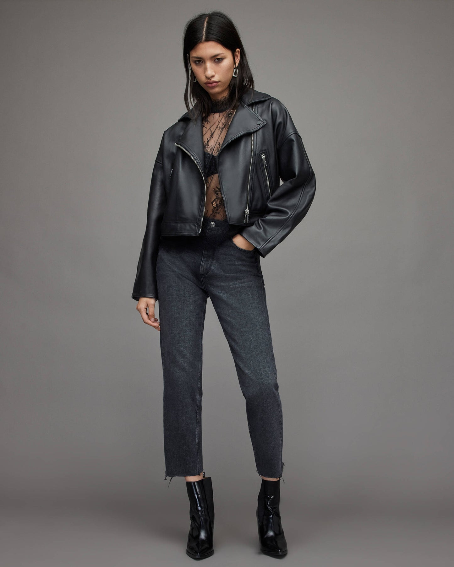 Women’s Black Biker Leather Jacket