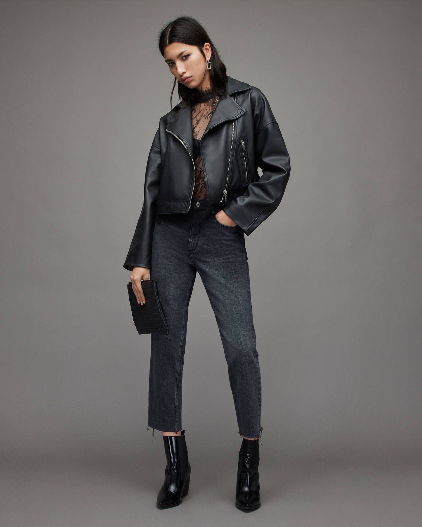 Women’s Black Biker Leather Jacket