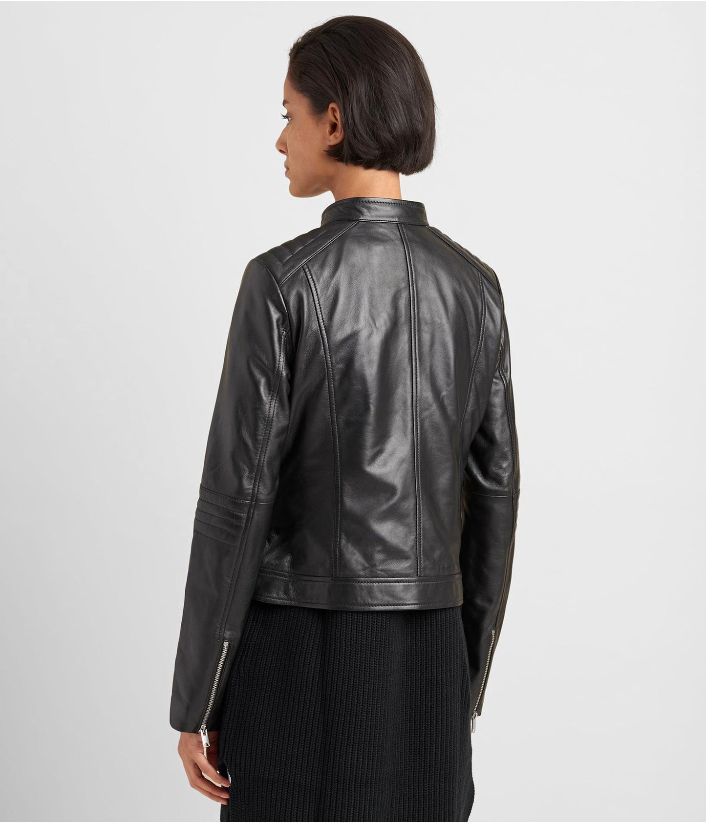 Women's Black Leather Biker Jacket