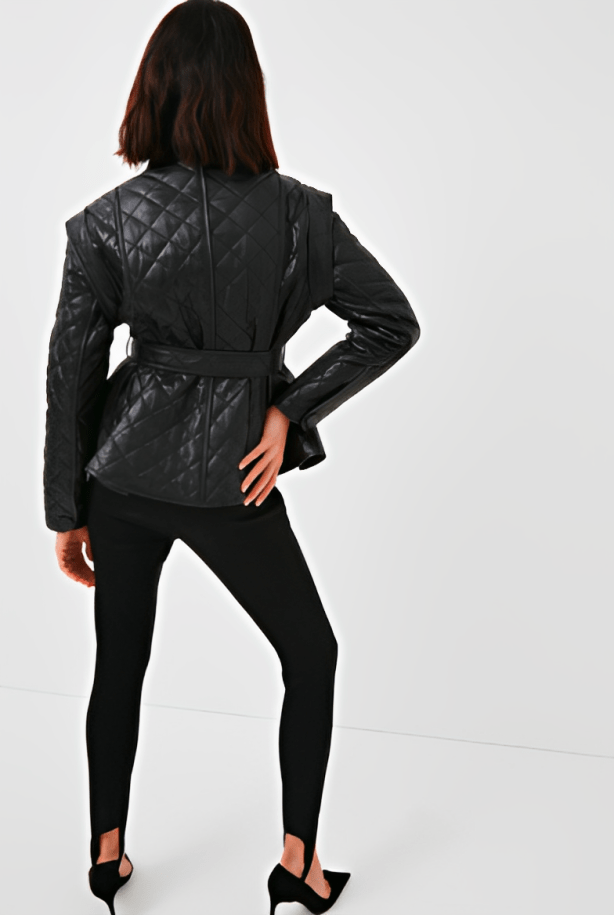 Women's Quilted Leather Jacket in Classic Black
