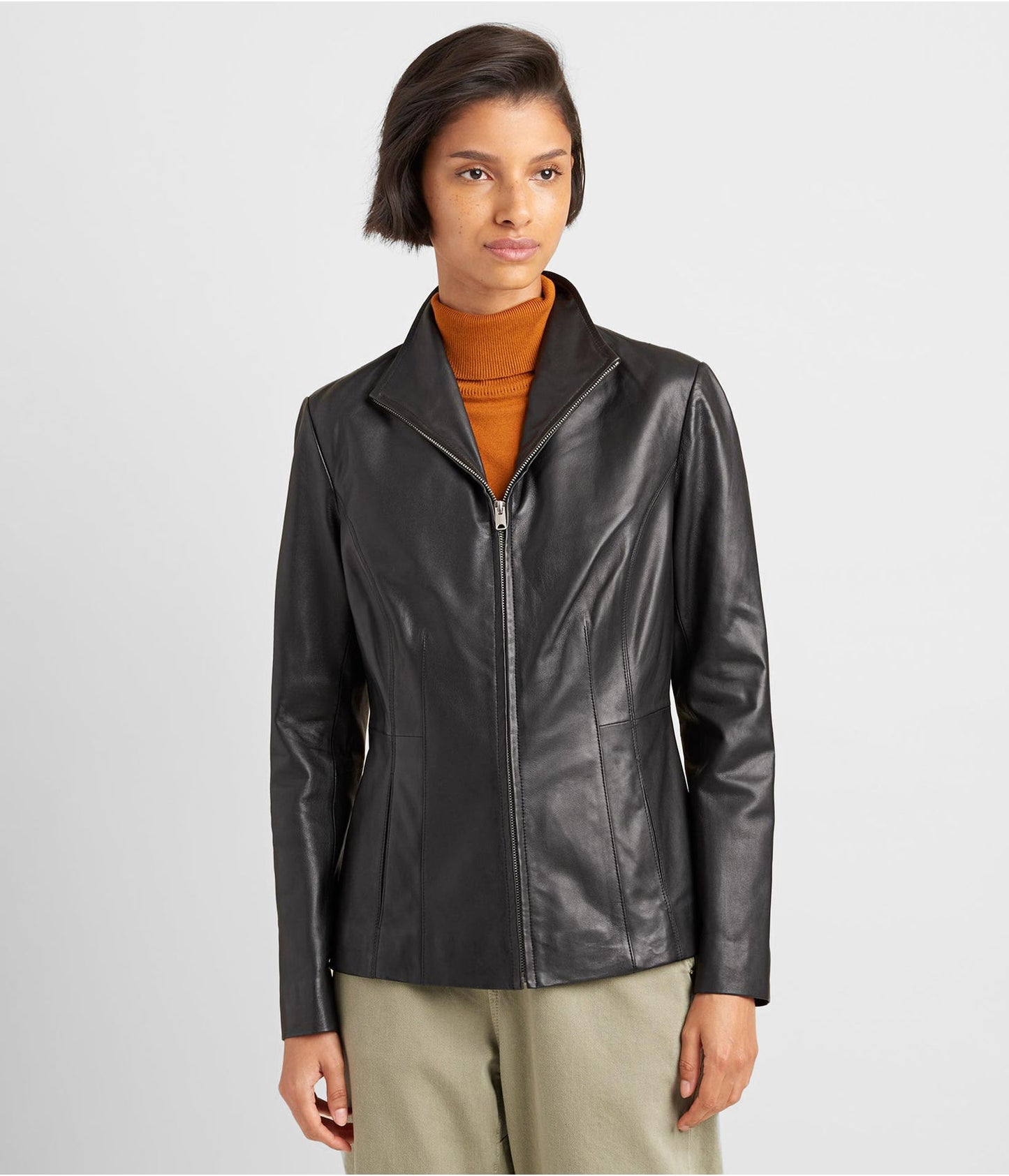 Women's Black Scuba Leather Jacket