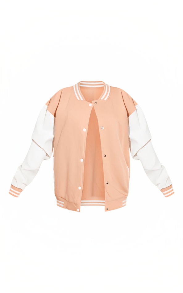 Women's Pink Varsity Leather Bomber Jacket