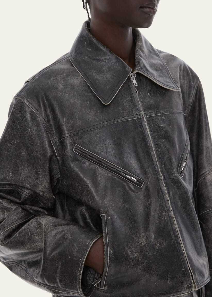 Men's Distressed Black Vintage Leather Jacket Rugged & Timeless