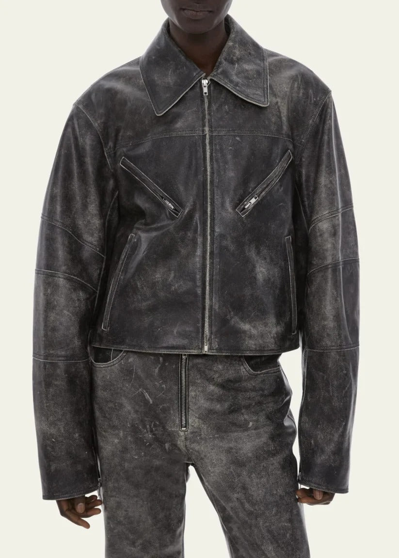 Men's Distressed Black Vintage Leather Jacket Rugged & Timeless