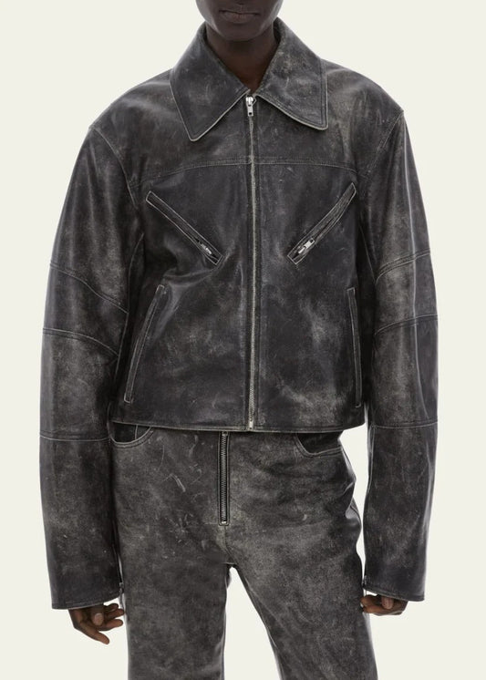 Men's Distressed Black Vintage Leather Jacket Rugged & Timeless