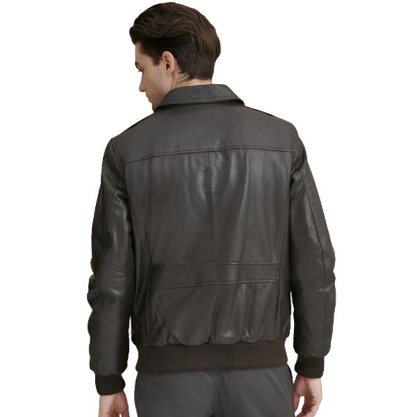 Men’s Leather Jacket with Flag Print Lining