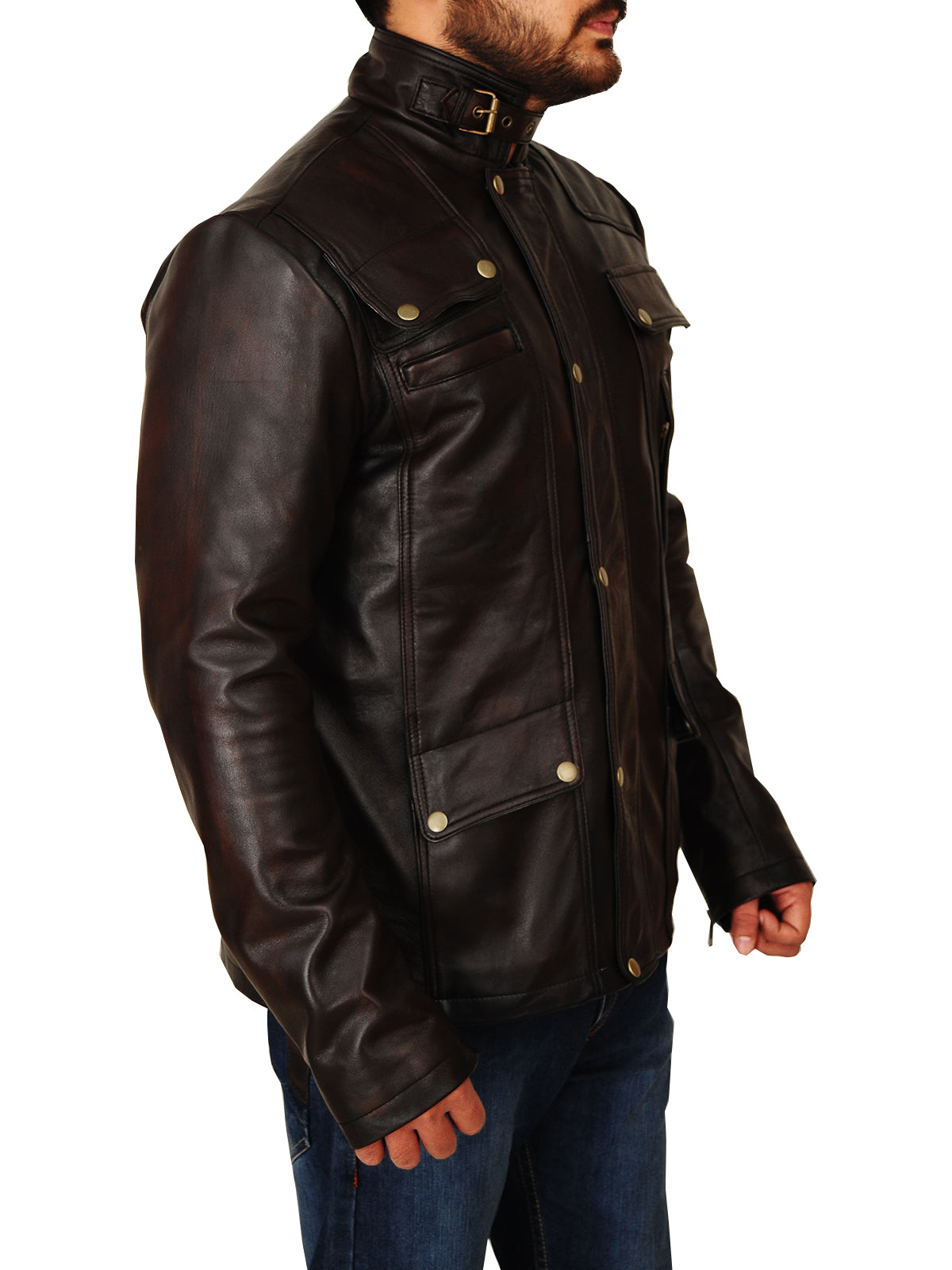 "Men’s Dark Brown Leather Jacket – Avanzar Leather