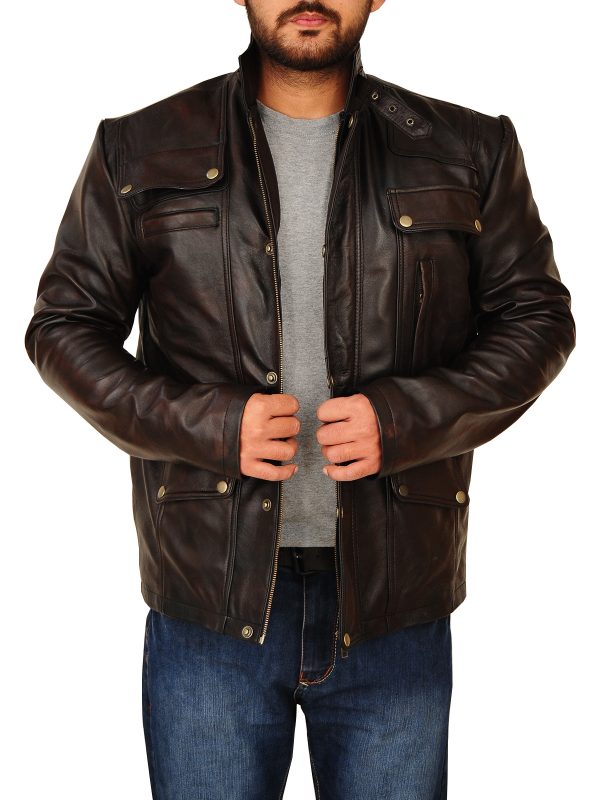 "Men’s Dark Brown Leather Jacket – Avanzar Leather