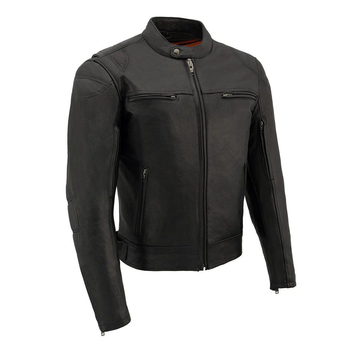 Men’s Black Vented Leather Motorcycle Jacket