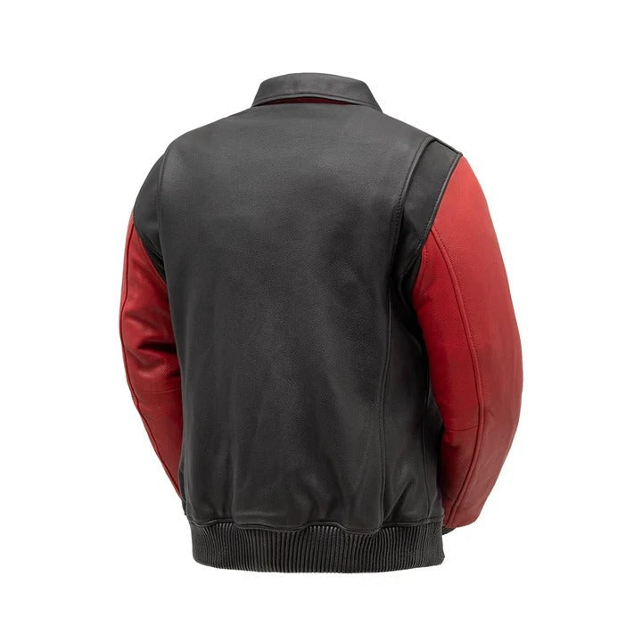 Men’s Two-Tone Moto Bomber Leather Jacket