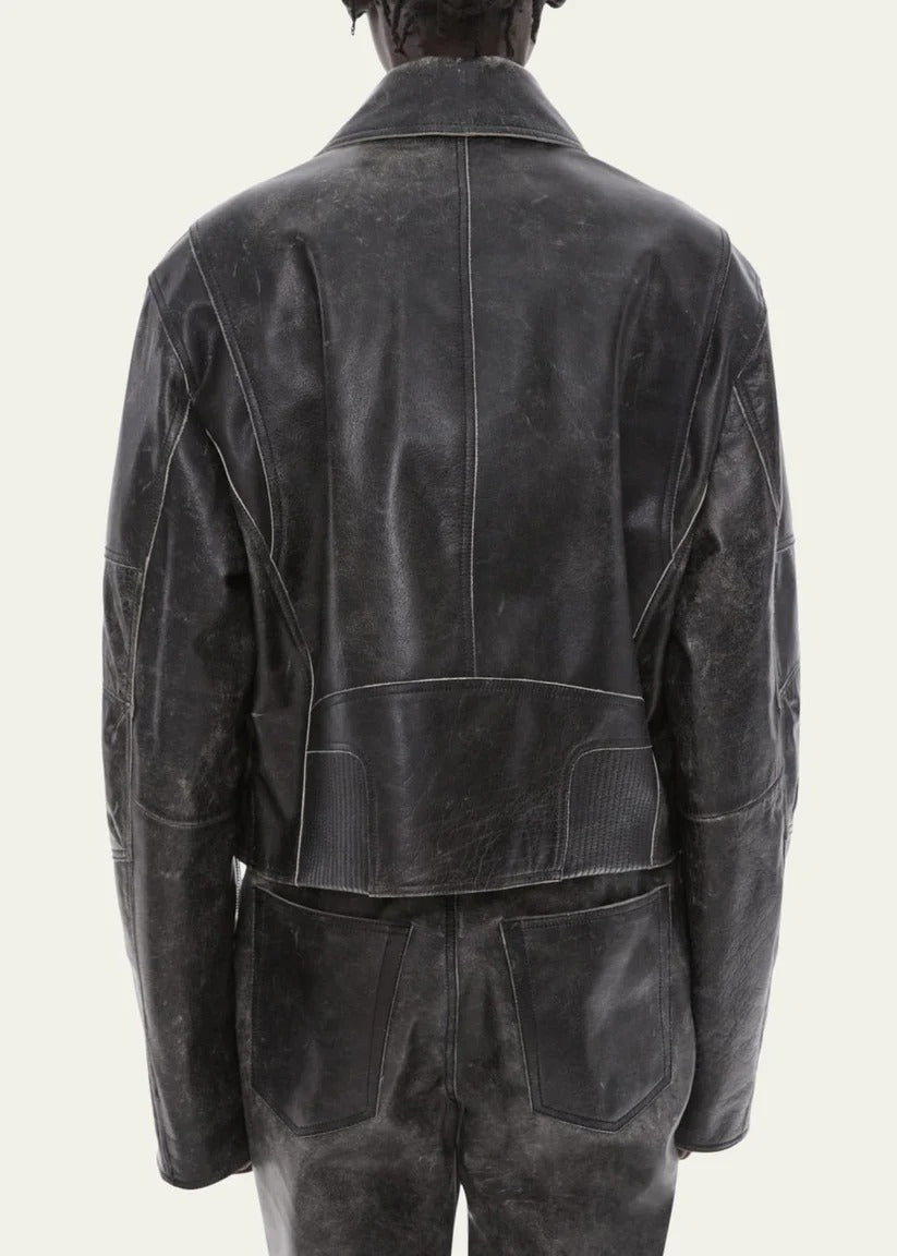 Men's Distressed Black Vintage Leather Jacket Rugged & Timeless