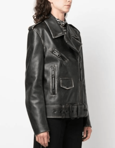 Women's Distressed Black Vintage Leather Jacket