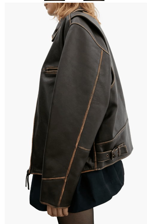 Women's Dark Brown Distressed Vintage Leather Jacket