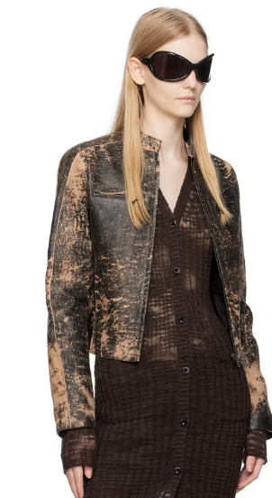 Women's Distressed Black Motorcycle Leather Jacket