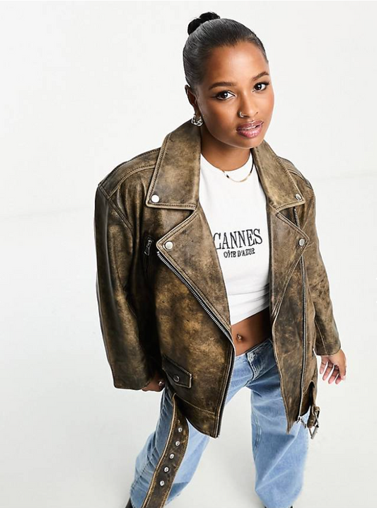 Women's Vintage Distressed Leather Jacket
