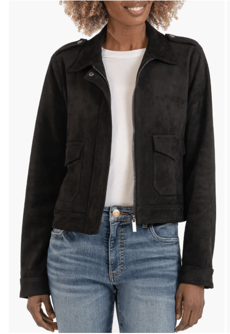Women's Black Suede Leather Harrington Jacket