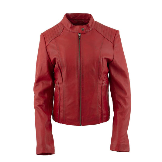 Women's Red RAF B3 Sheepskin Biker Leather Jacket