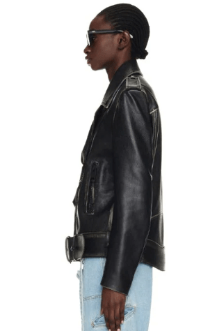 Women's Black Vintage Biker Leather Jacket