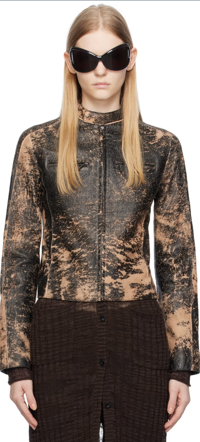 Women's Distressed Black Motorcycle Leather Jacket