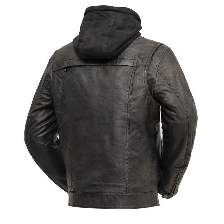 Vendetta Black Leather Biker Jacket for Men
