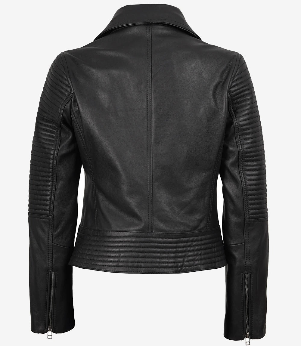 Women’s Black Leather Moto Jacket – Avanzar Leather