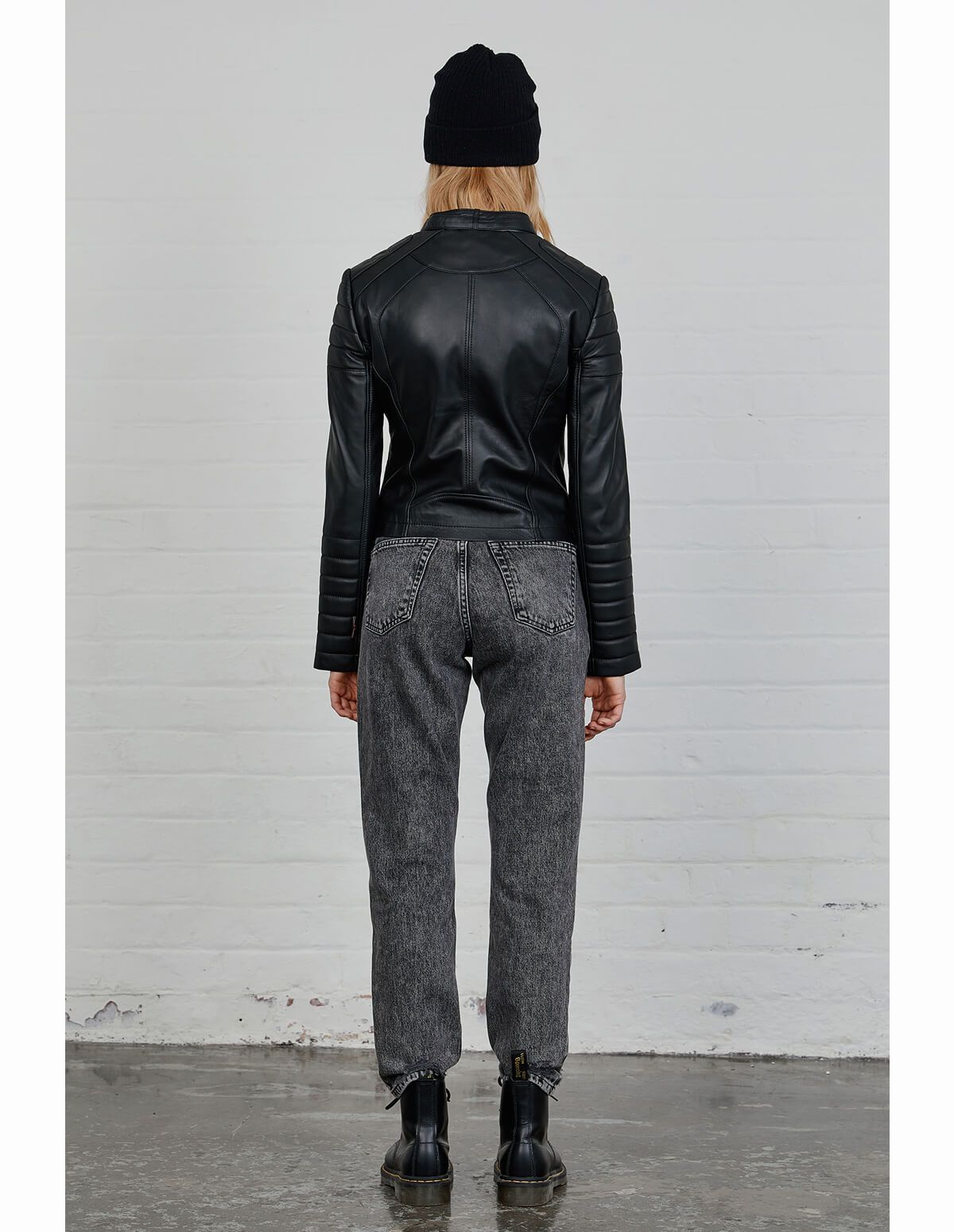 Women's Black Cafe Racer Leather Jacket