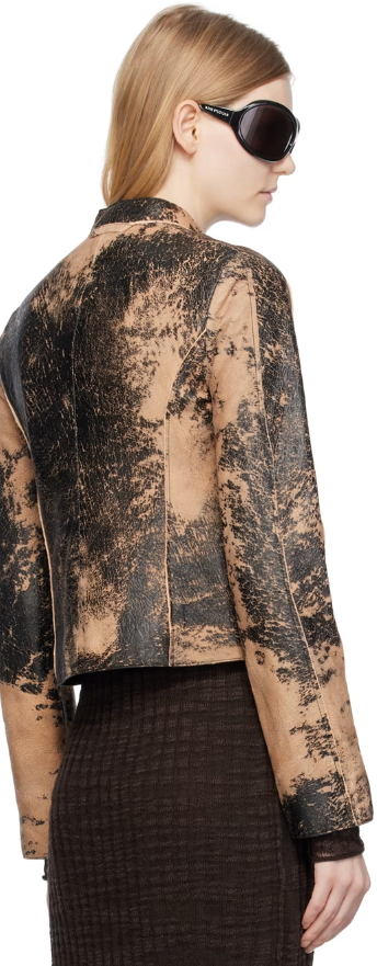 Women's Distressed Black Motorcycle Leather Jacket