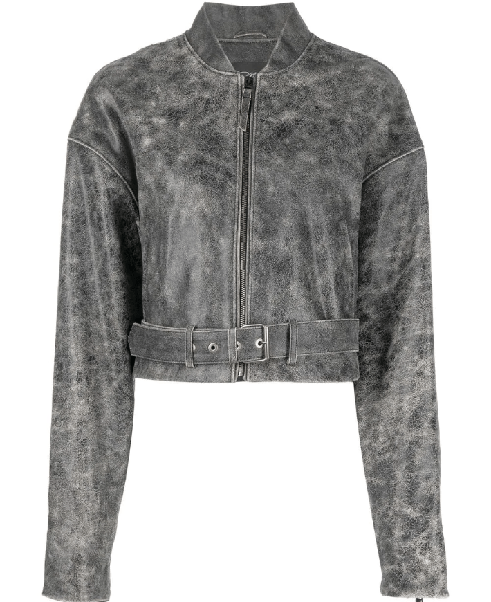 Women’s Gray Distressed Vintage Leather Jacket