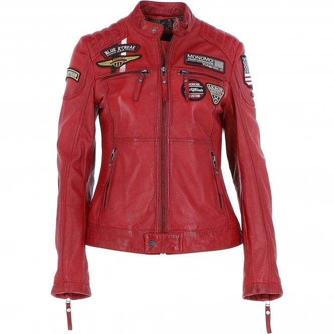 Women's Red Fashion Leather Biker Jacket Trendy & Slim Fit