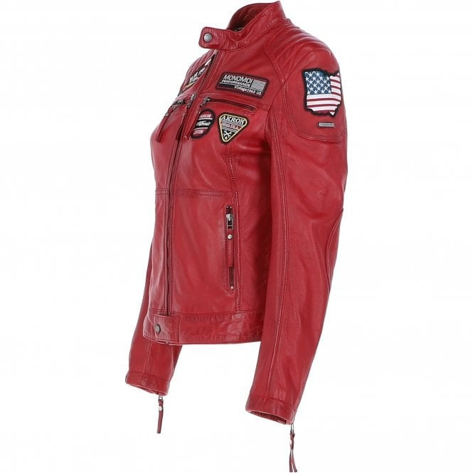 Women's Red Fashion Leather Biker Jacket Trendy & Slim Fit