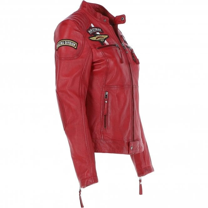 Women's Red Fashion Leather Biker Jacket Trendy & Slim Fit